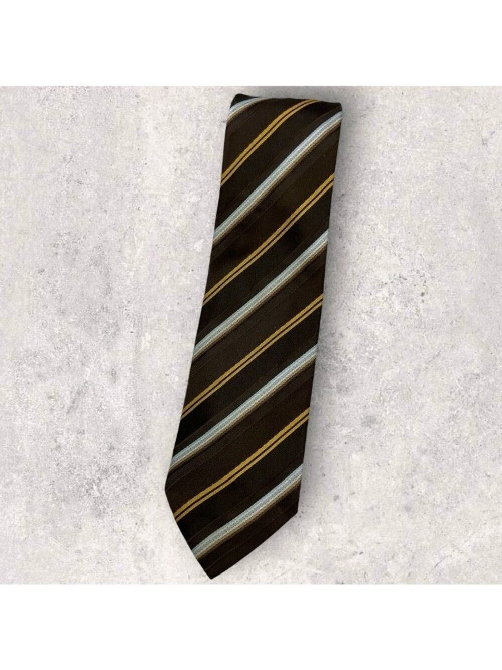 JOOP! Silk Tie ITALY XL Brown Gold Striped W:3.5" EUC